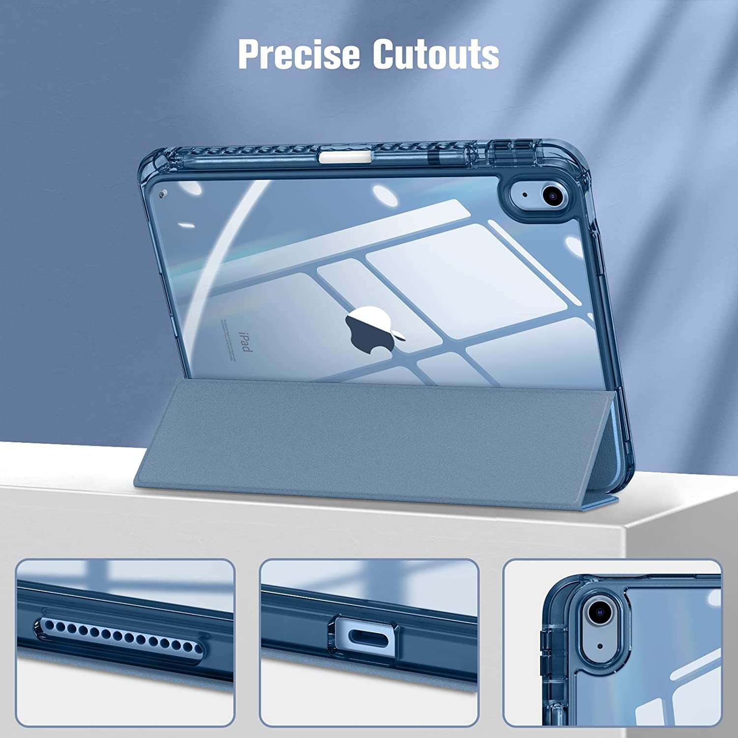 Case for iPad 10th Gen 10.9" (2022) Crystal Transparent Back Cover Pencil Holder