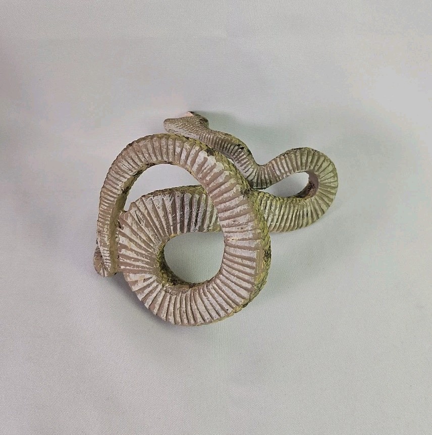 Vintage Snake Scary Coiled Rattlesnake Ceramic Figurine 4" Appx.