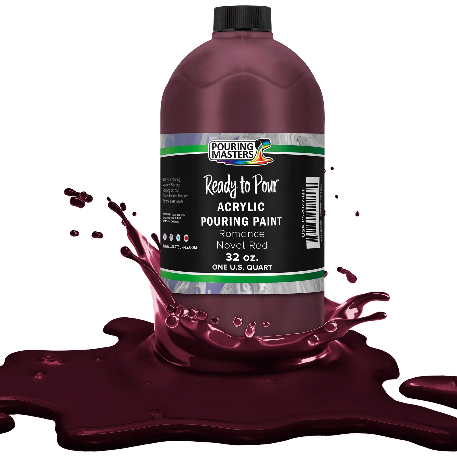 Pouring Masters Romance Novel Red 32-Ounce (Quart) Acrylic Pouring Paint