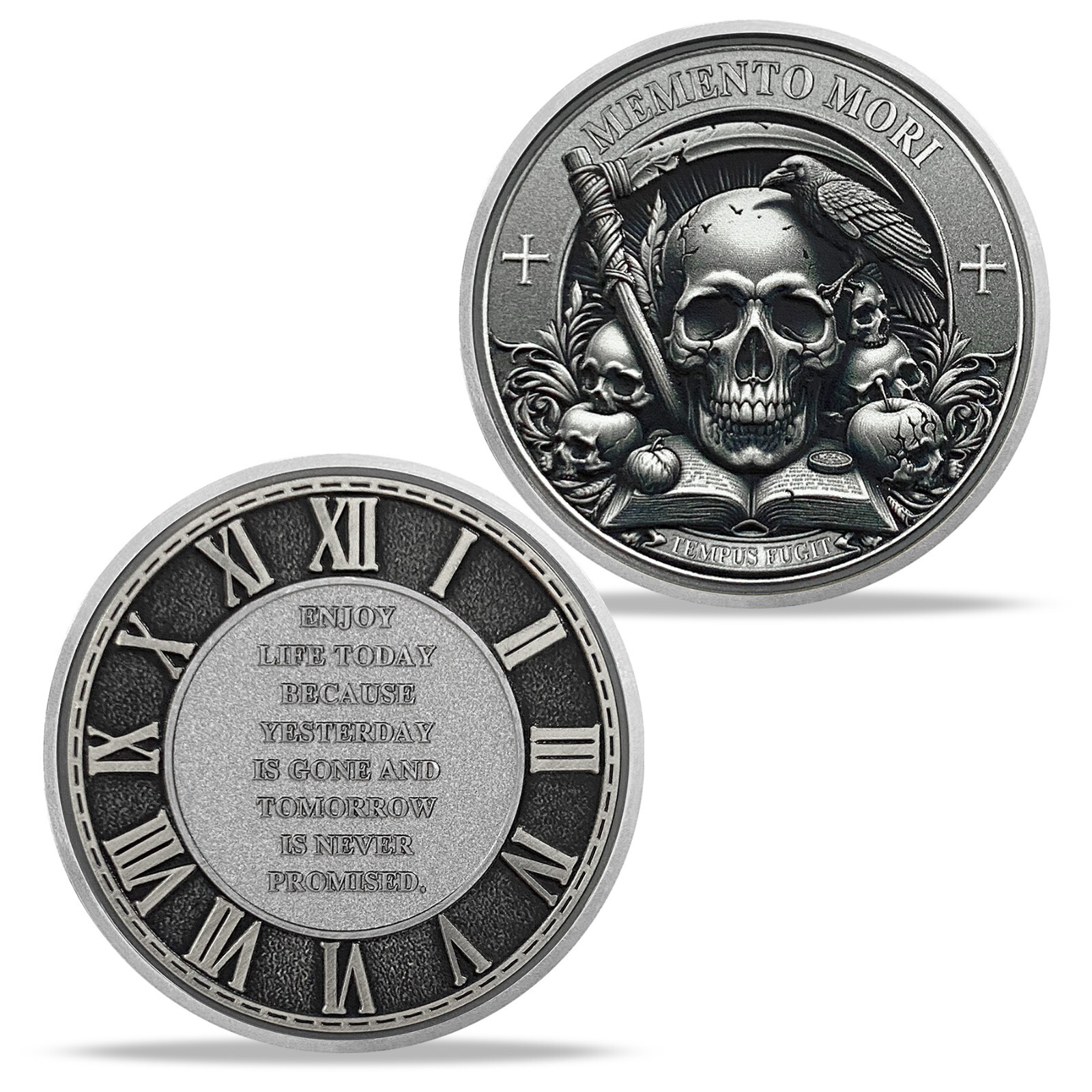 3D Skull Stoic Coin Memento Mori Coin Memento Vivere Coin Gifts For Men Women