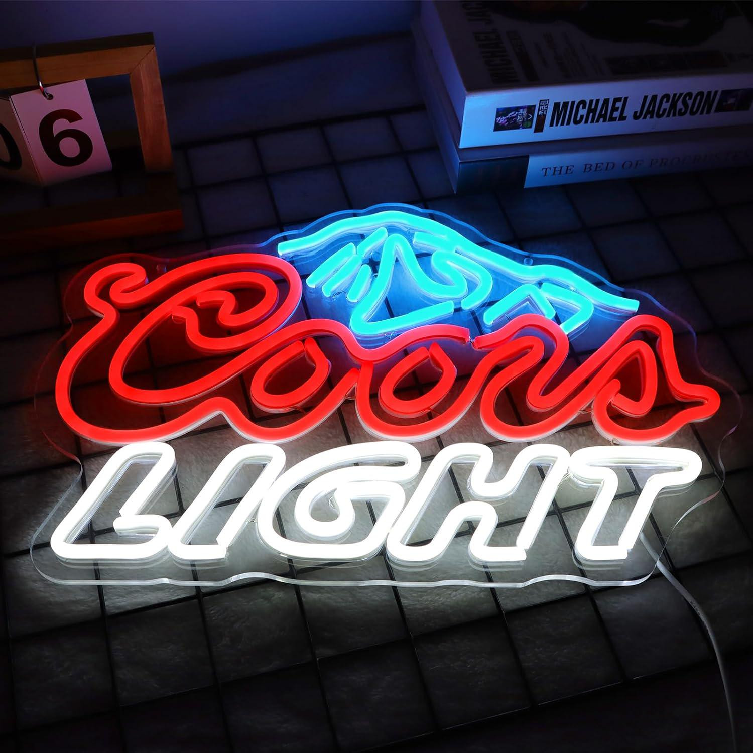 LED Neon Beer Sign Man Cave Home Bar Wall Decor Light Up Mountain Pattern