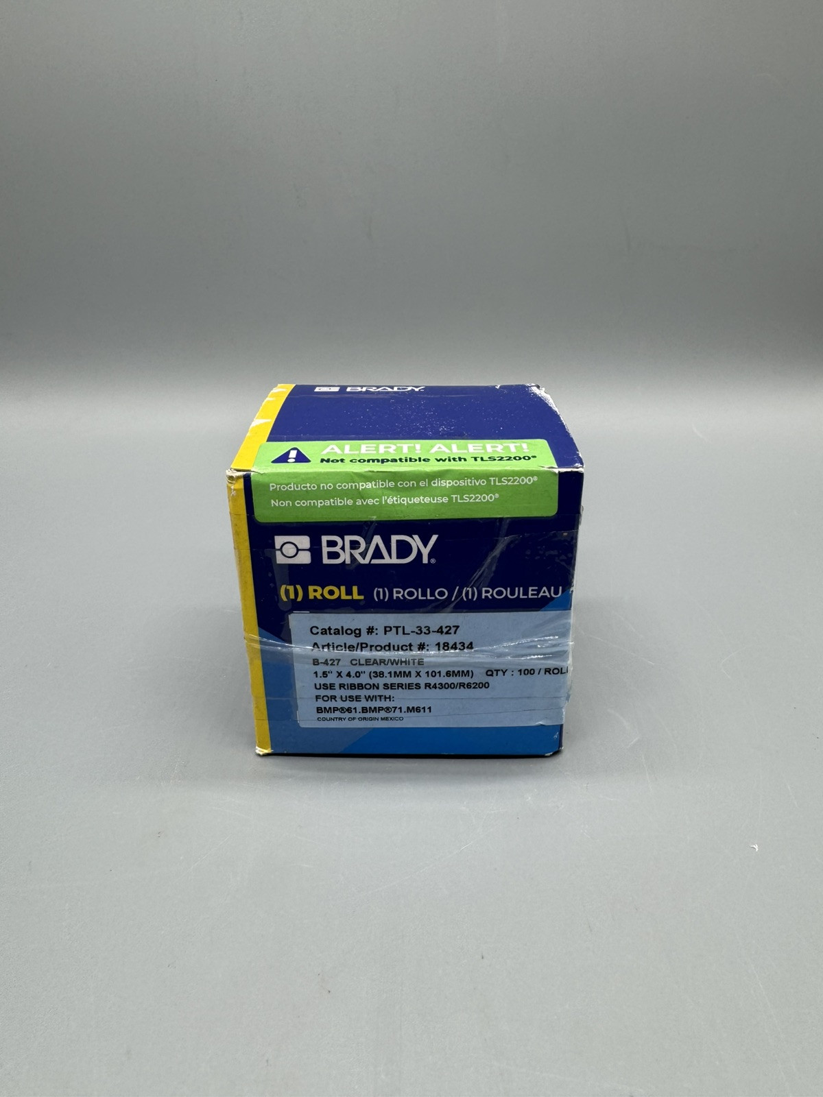BRADY PTL-33-427 Self Laminating Vinyl Wire & Cable Label 100 Labels Clear/White