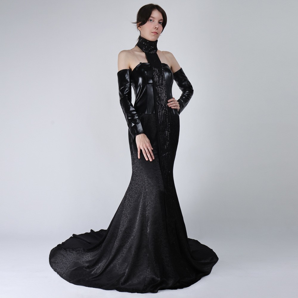 Cosplay Star Wars Queen Padmé Amidala Black Court Long Dress Halloween Costumes