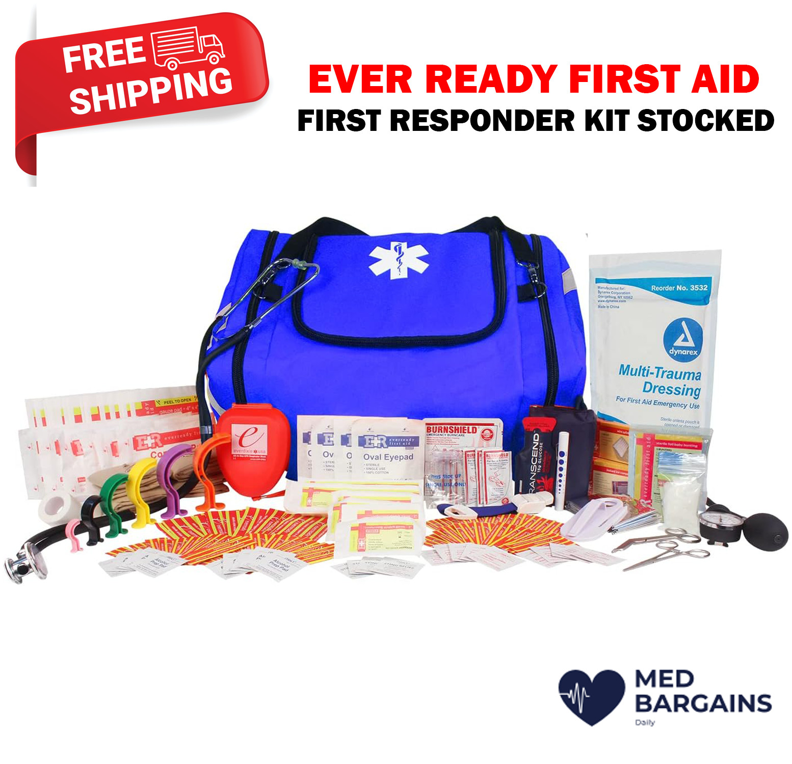Paramedic First Responder Kit First Aid Fully Stocked Trauma Emergency Kit Blue