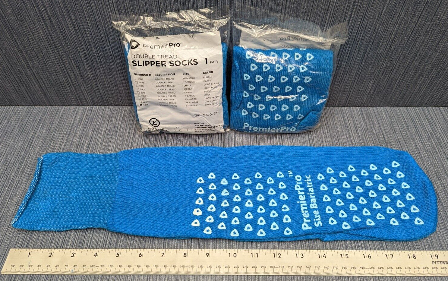 3 pair x Premier Pro 2917 Slippers Sock Bariatric Dark Blue Double Tread Socks
