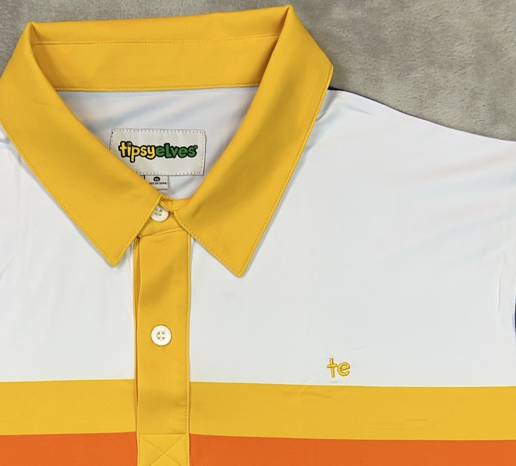 Tipsy Elves Men's XL Golf Polo Shirt Slice of Sunset Stripes