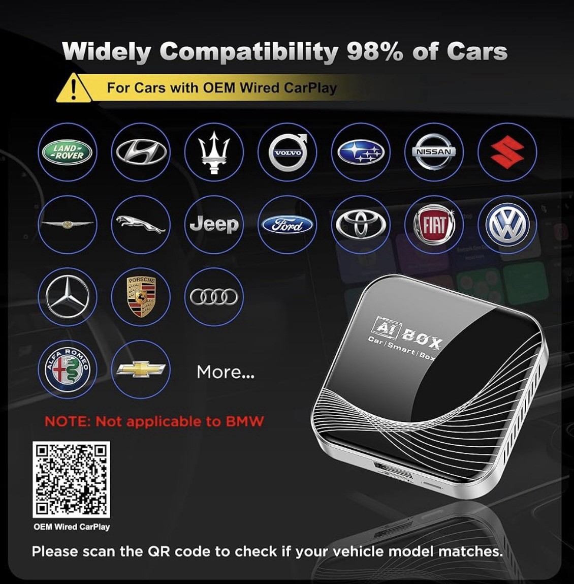 3-in-1 Wireless CarPlay Adapter & Android Auto Wireless Adapter, Plug & Play