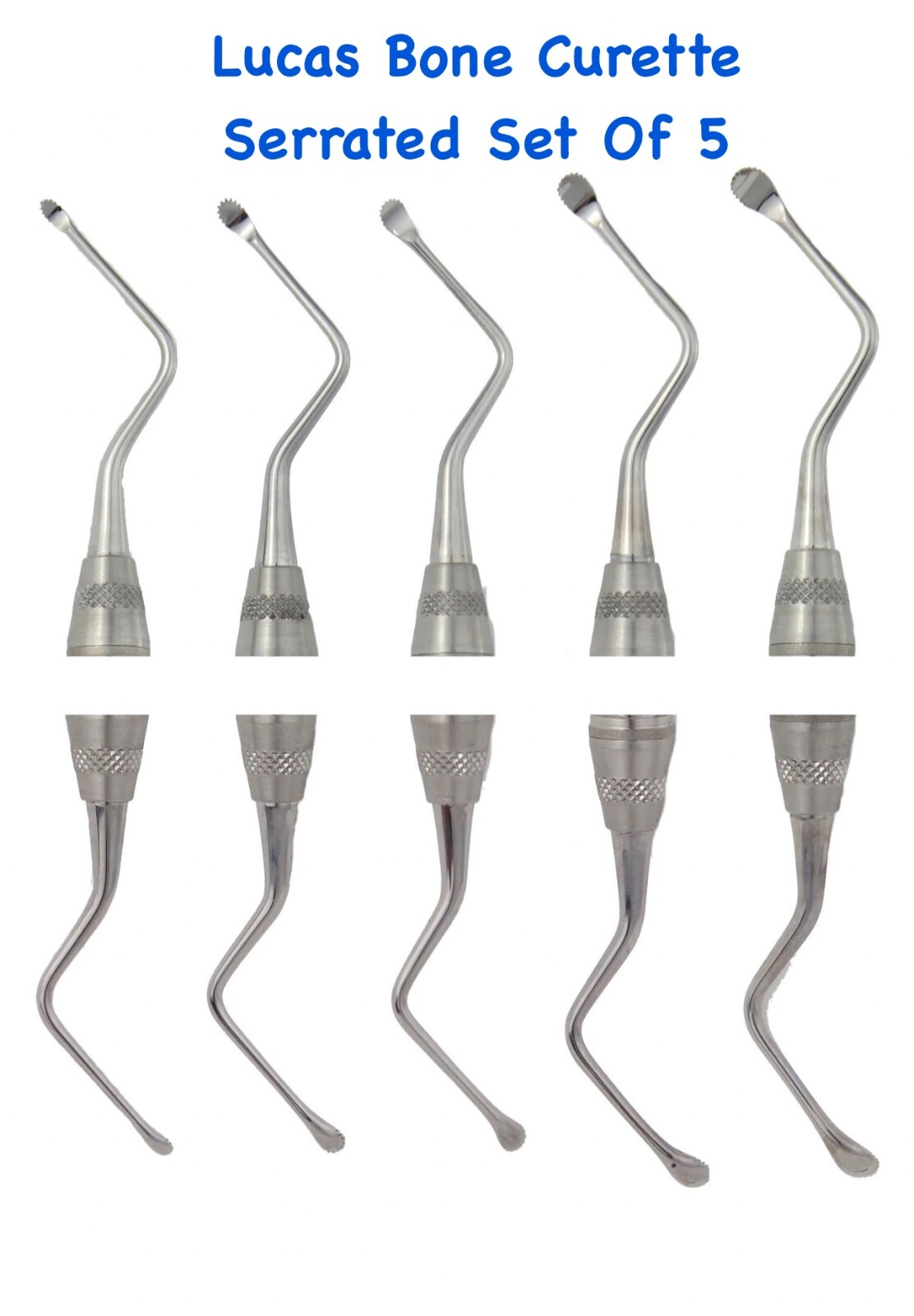 Lucas Bone Curette Double Ended Serrated 84, 85, 86, 87, 88 Hollow Handle CE