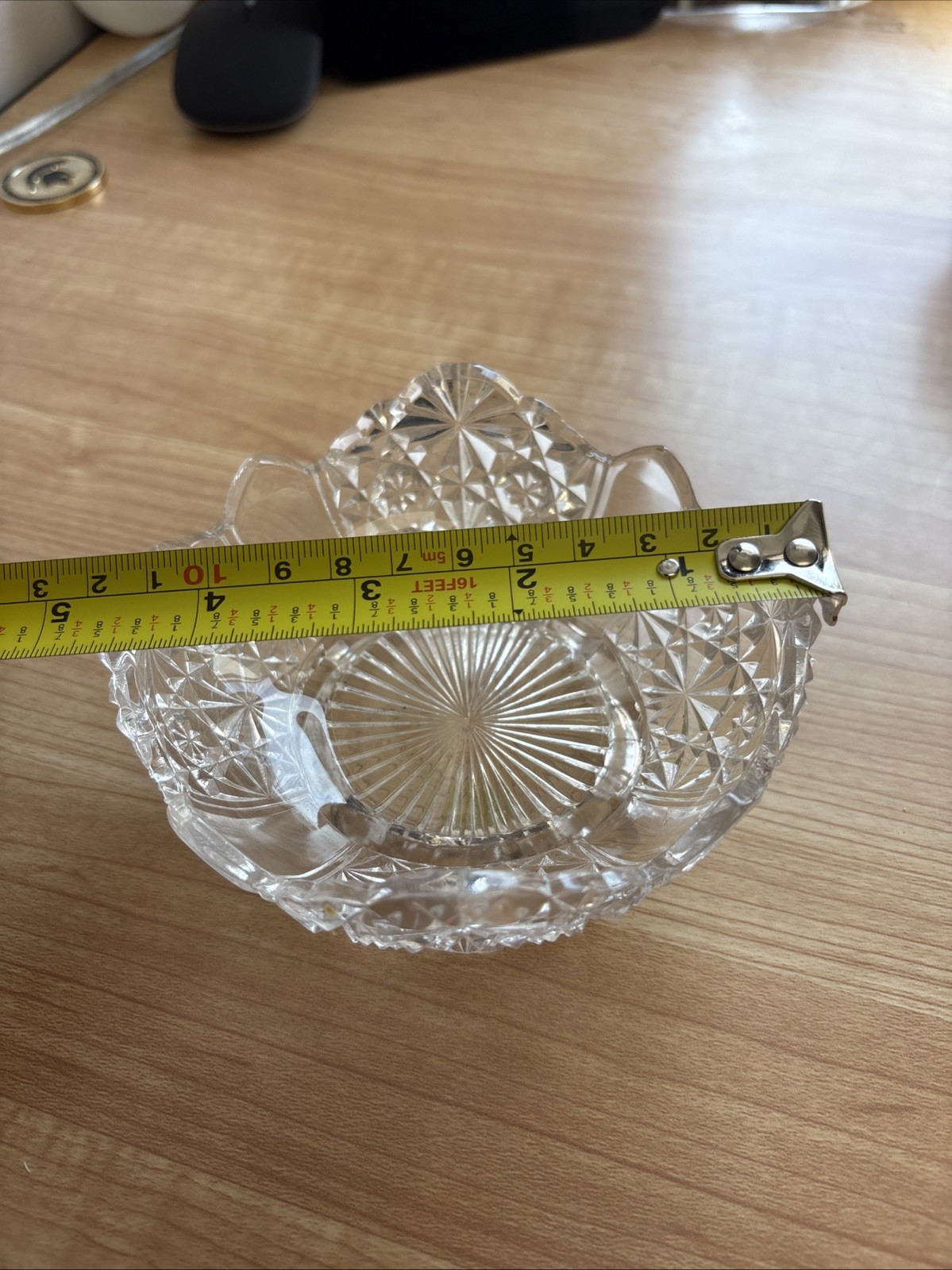 small glass crystal footed candy bowl