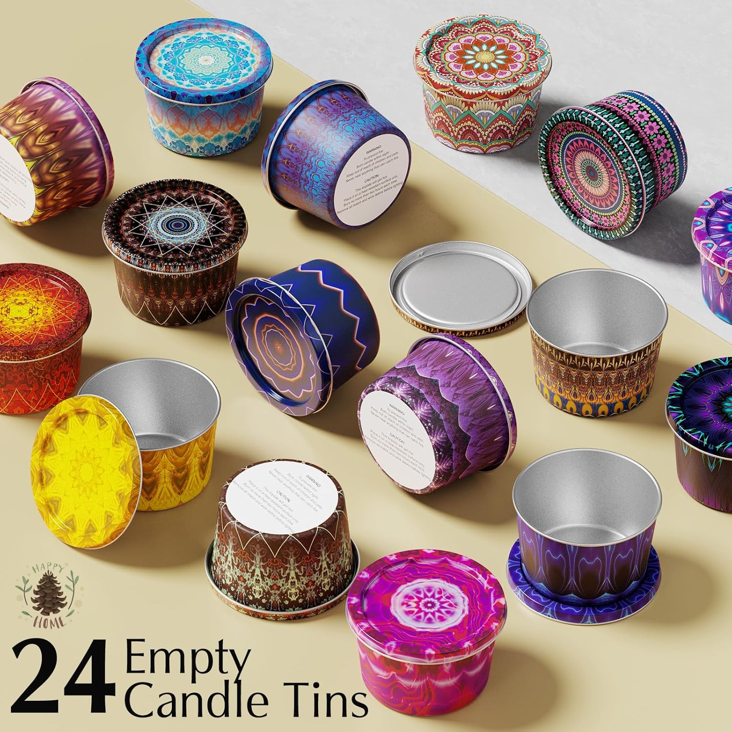24 Pack Empty Candle Tins 2.2 Oz Metal Containers with Lids for Candle Making