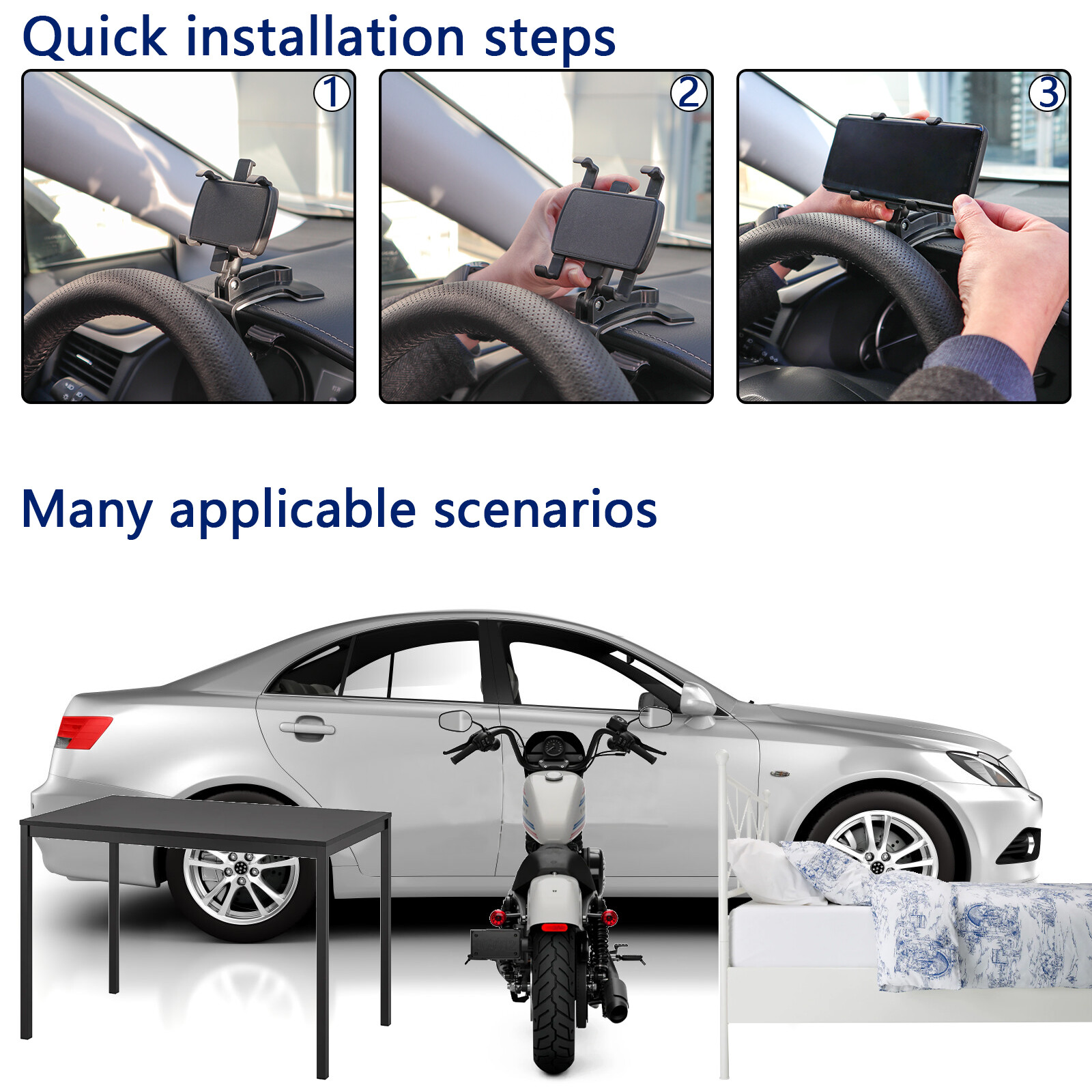 Car Dashboard Dash Mount Mobile Phone Holder GPS Stand Bracket Clip on Sun Visor