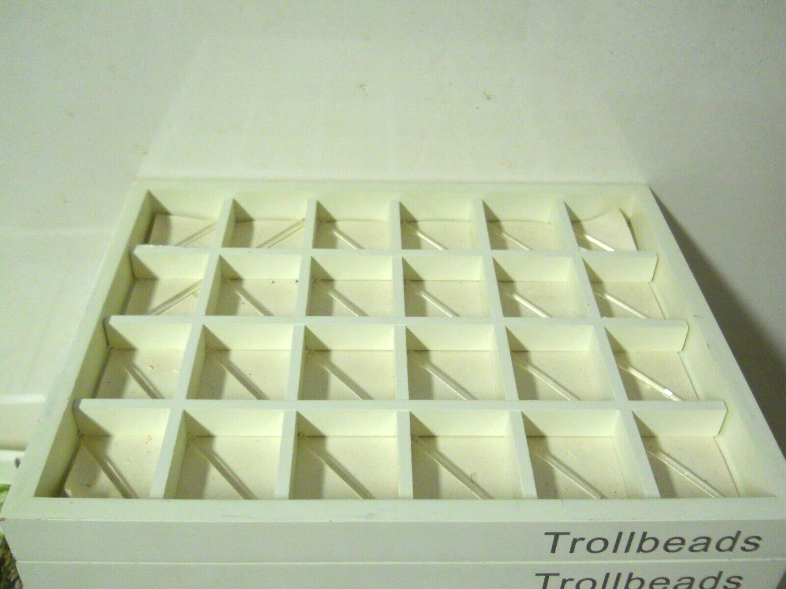 Trollbeads White 24 Compartment Bead Display Tray Divided Stackable w/ Sticks