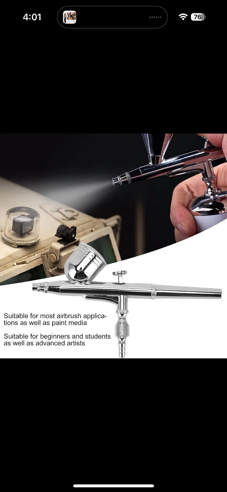 Gothobby 0.3mm Gravity Feed Dual-action Airbrush Paint Spray Gun Kit Set