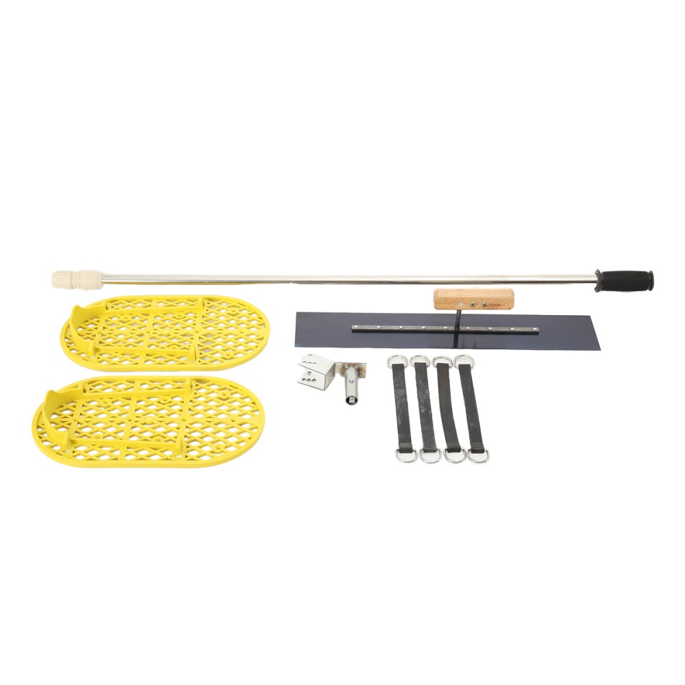 Long Handle Concrete Trowel Cement Surface Smoothing Tool w/ Finishing Shoes NEW