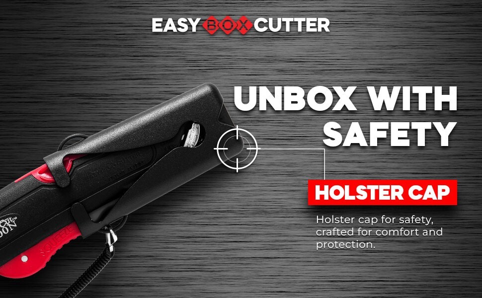 Easy Cut 2000N RED Safety Box Cutter Knife with Holster (Pack of 2 Cutters)