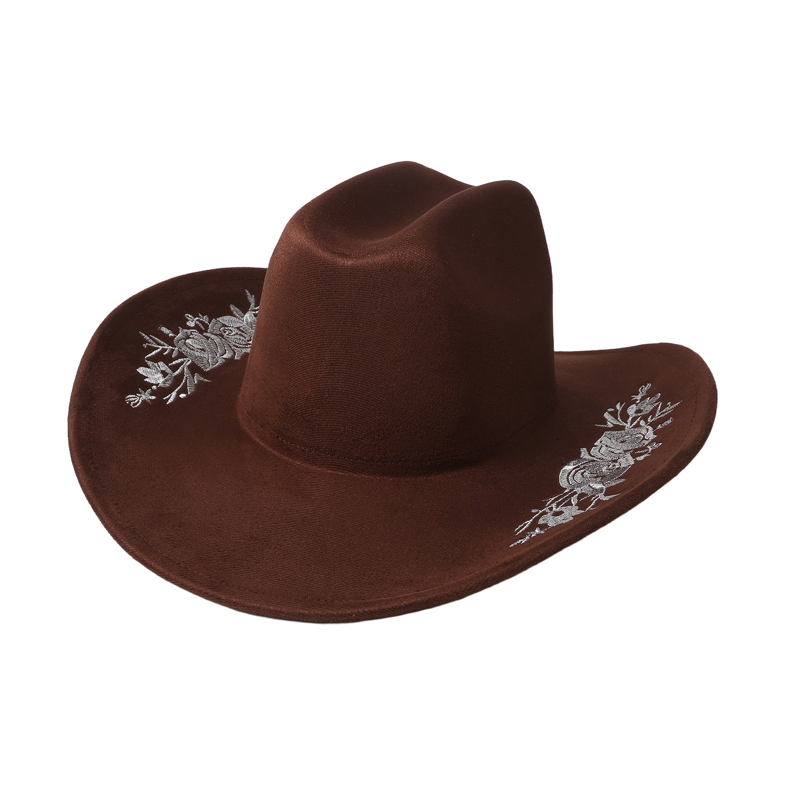 Women's Embroidered Cowboy Hat Floral Decor Western Sun Hat for Party Daily Wear