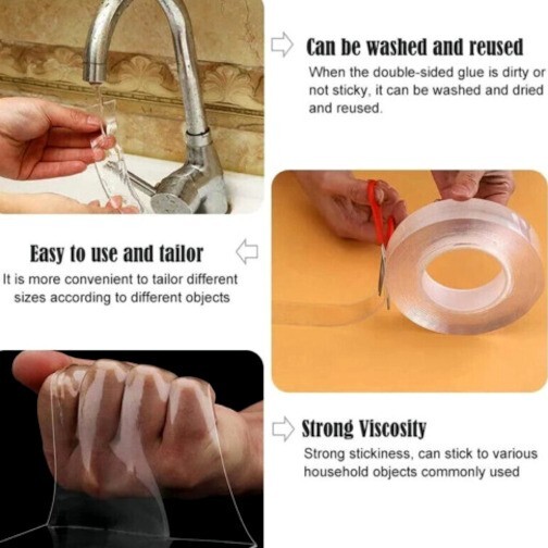 ALIEN NANO TAPE Double Sided Removable Mounting Adhesive Traceless Gel No Screws