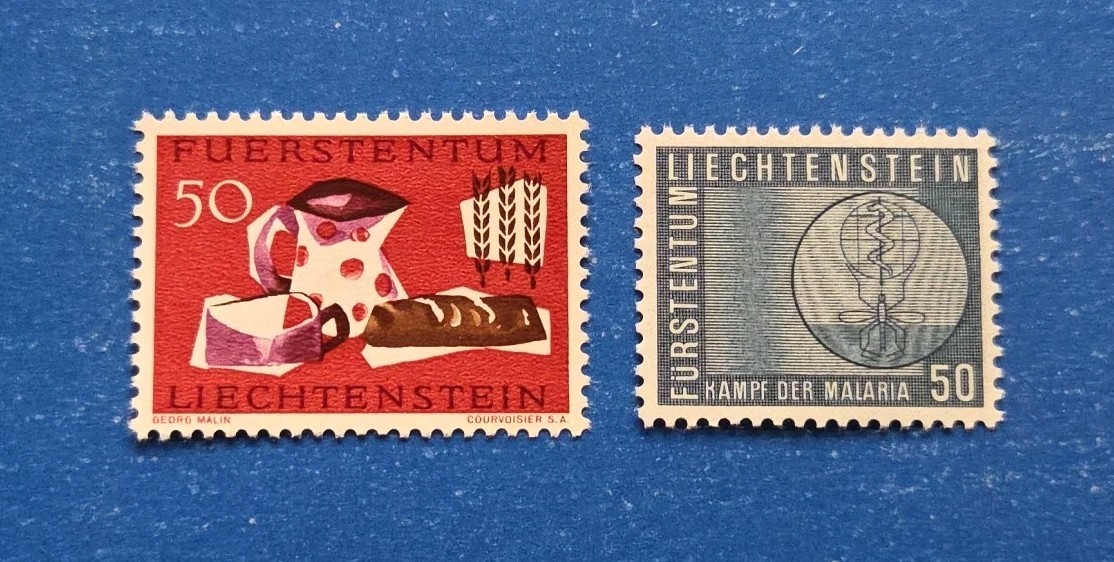 Liechtenstein Stamps, Scott 371, 380 Complete Sets MNH