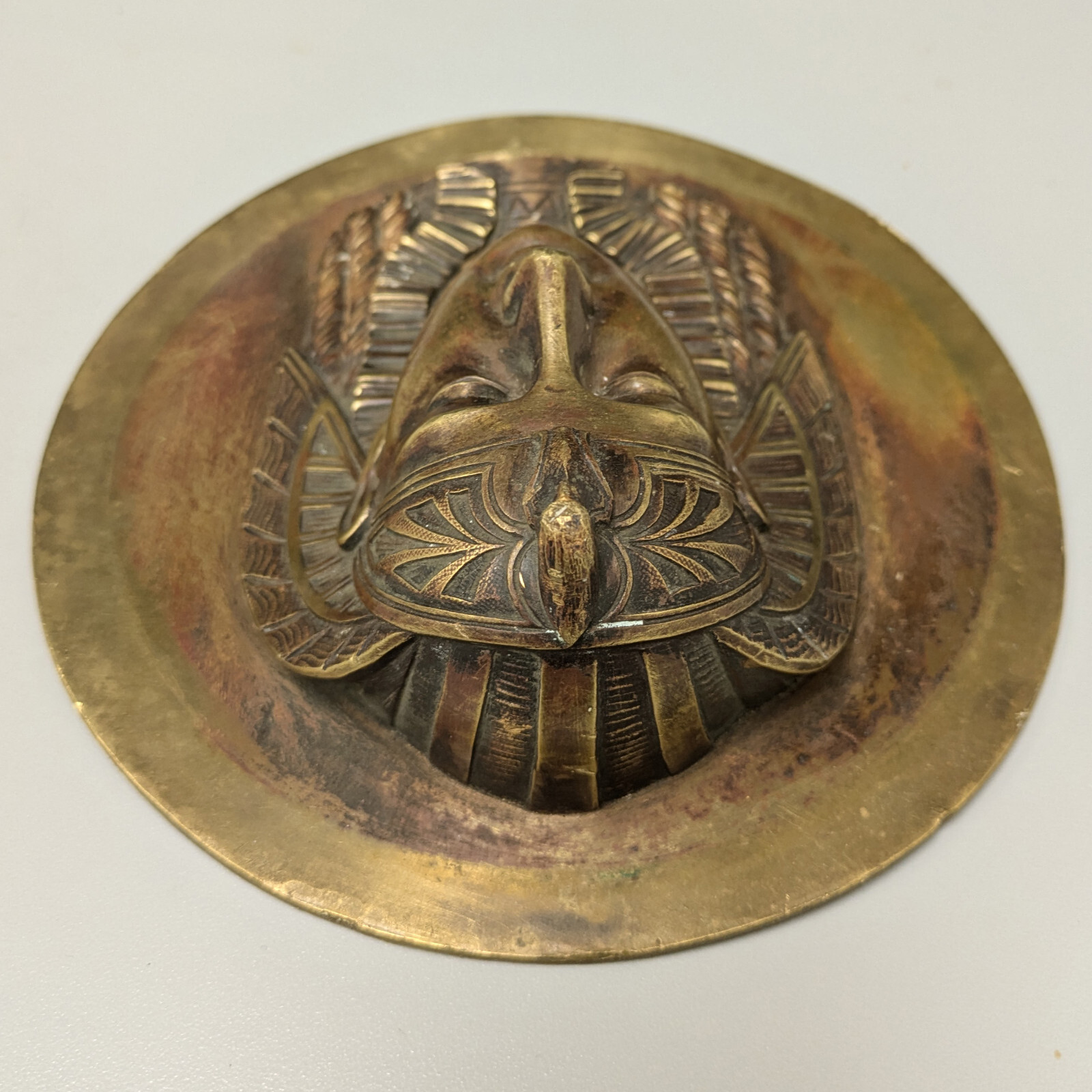 P.E. Guerin NY Egyptian Pharaoh Bust Brass Wall Plaque 7” Egypt