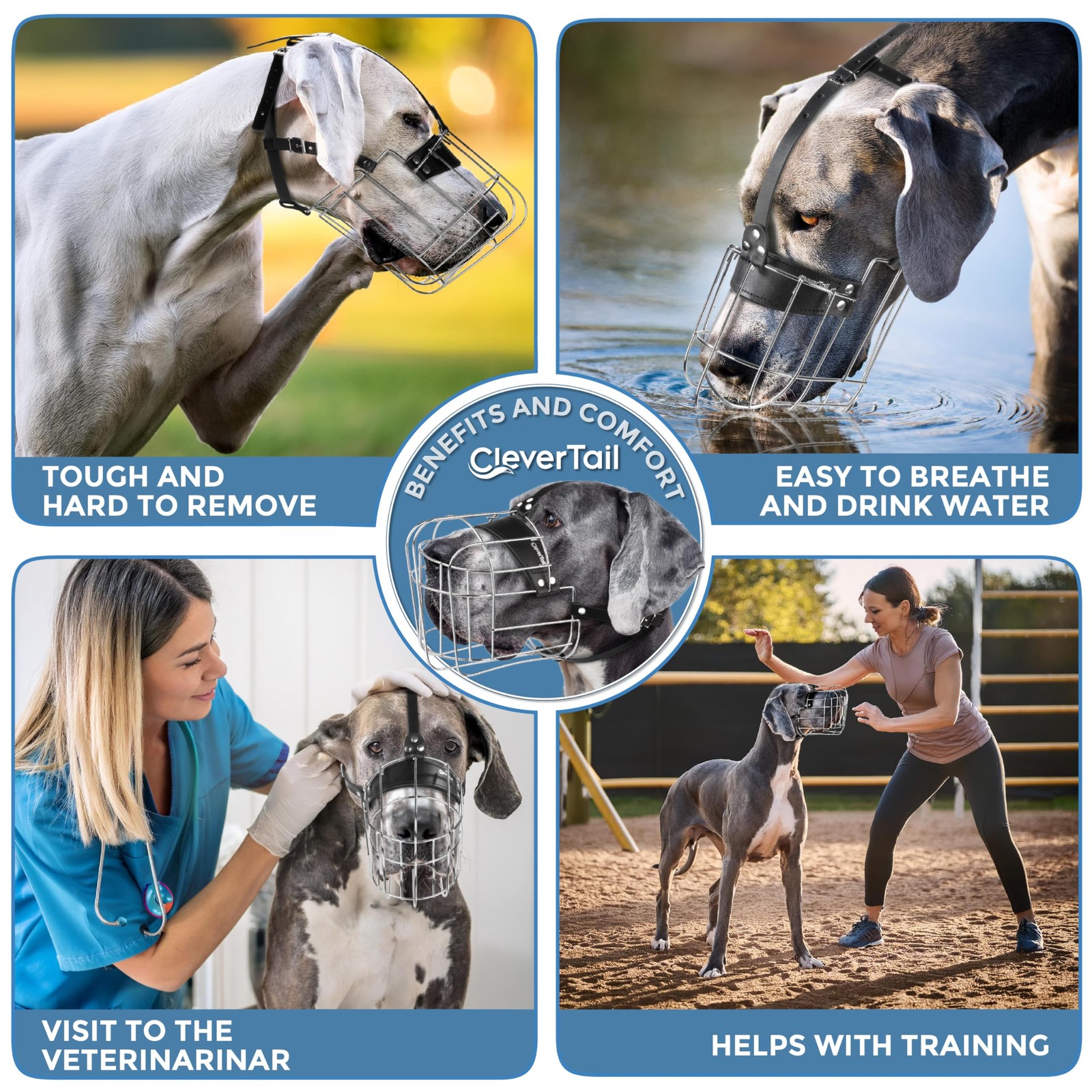 Extra Large Dog Muzzle Metal Basket Cage Anti Bark Bite Great Dane Mastiff