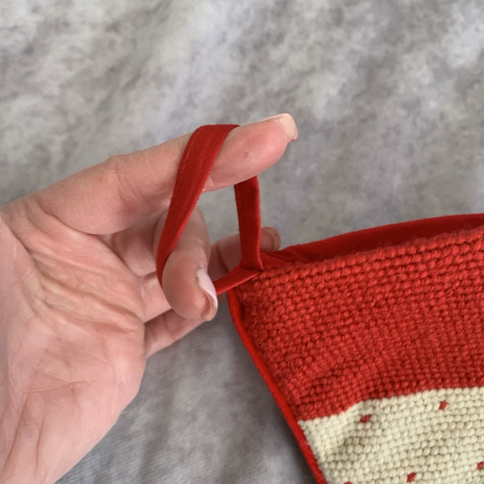 Vintage Needlepoint Wool Christmas Stocking Snowman Reindeer Holiday