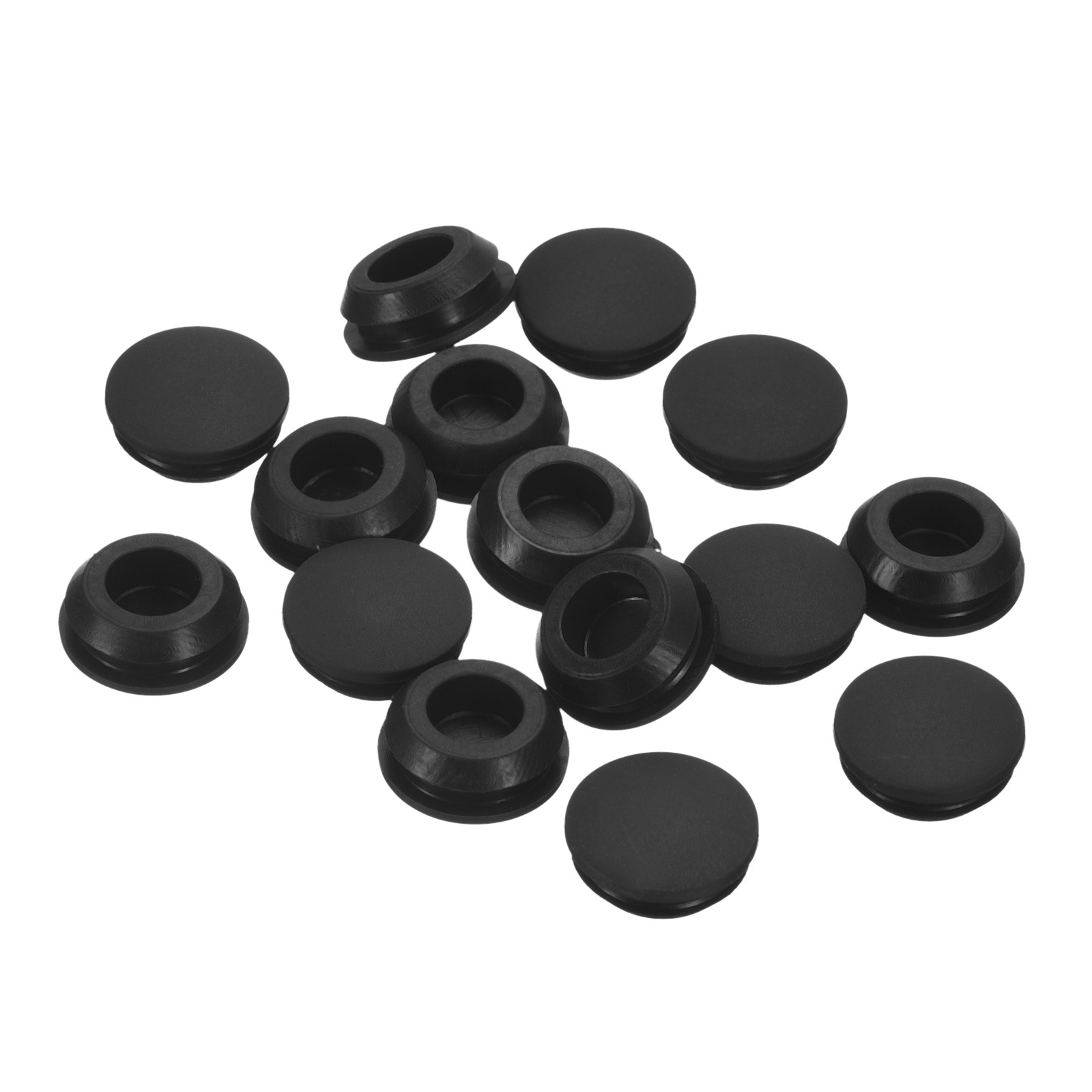 15Pcs Silicone Plugs Rubber Round Hole Plugs for 12-13mm Hole Black