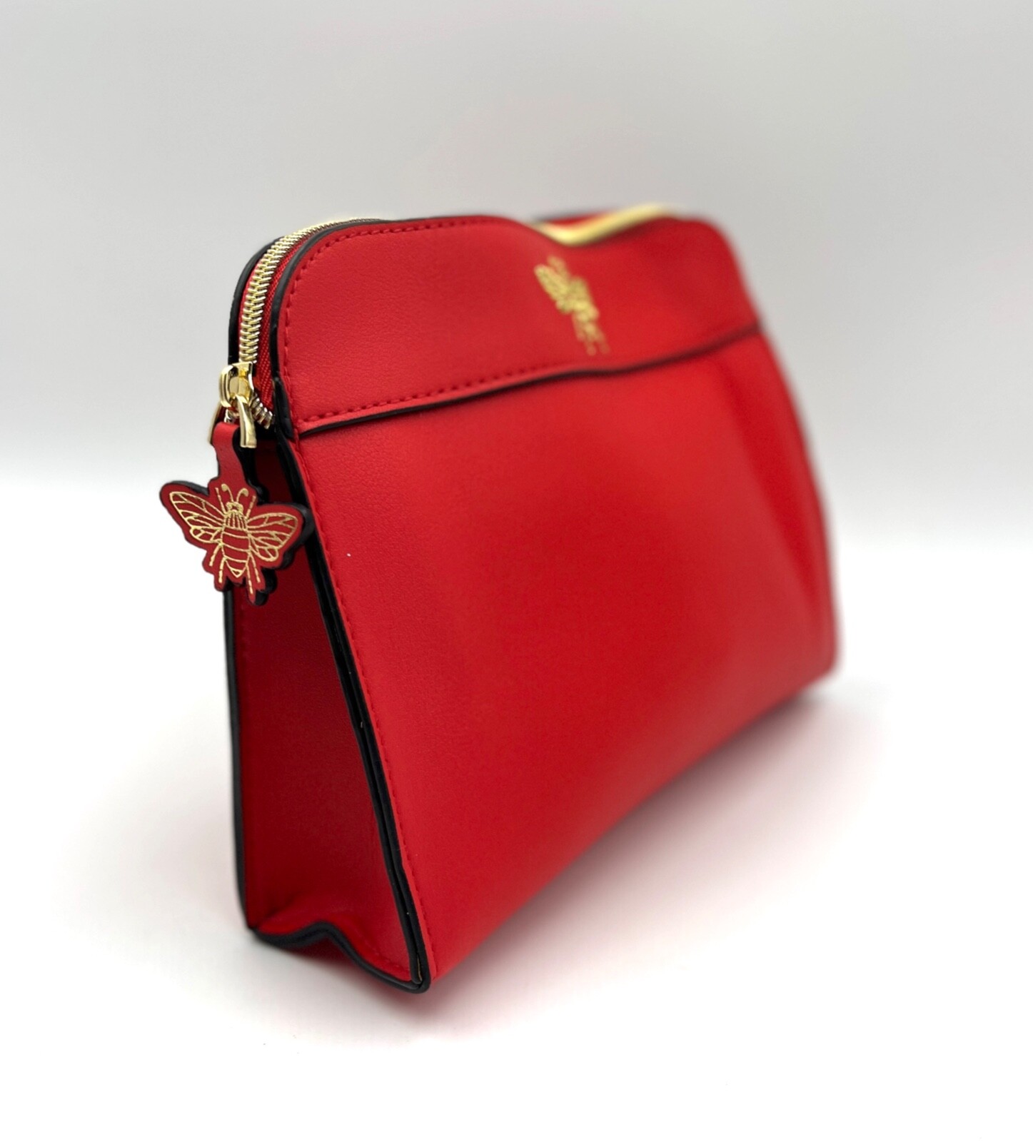 New! Estee Lauder Faux Leather Makeup Bag with Zipper ~ Red