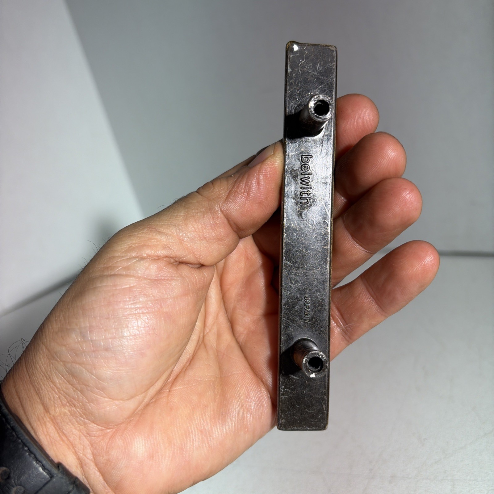 Vintage Single Mid Century Modern Gold Tone White Ceramic Drawer Pull Handle