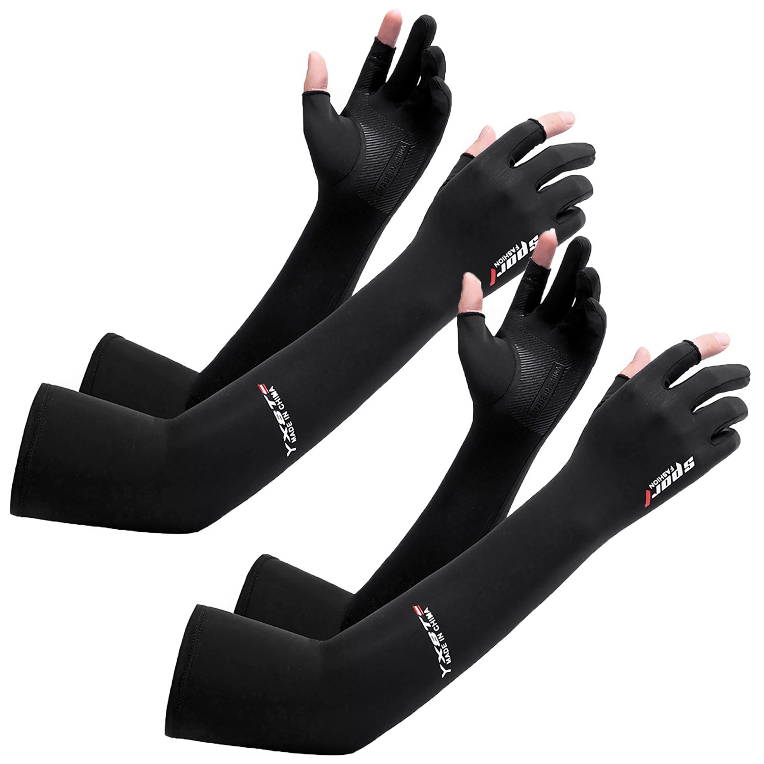 2Pair Finger Arm Cooling Sleeves Ice Silk Cover UV Sun Protection Outdoor Sports