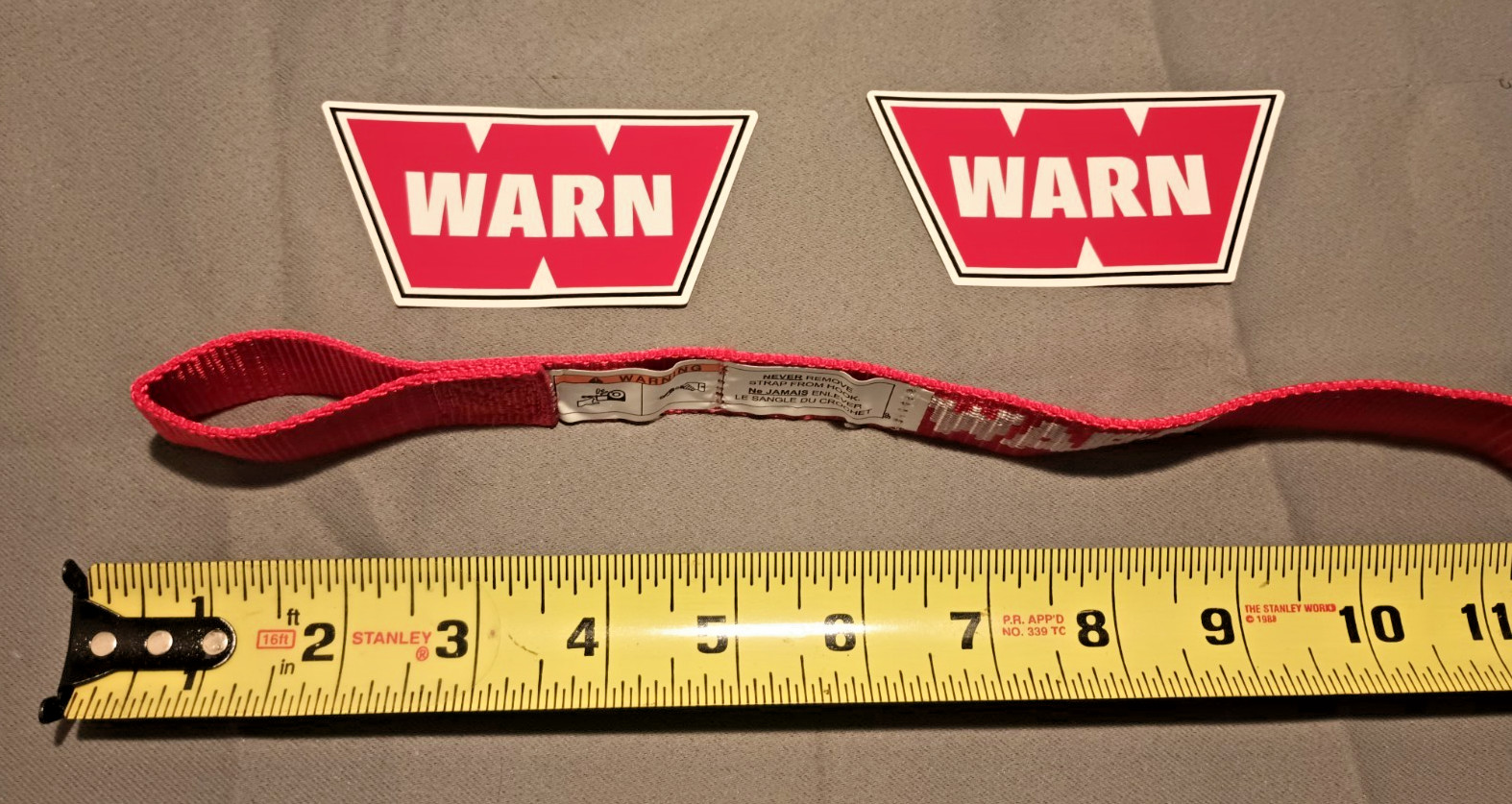 Genuine Warn 69645 38293 Replacement Red Hook Strap Pull Grab Winch Logo Safety