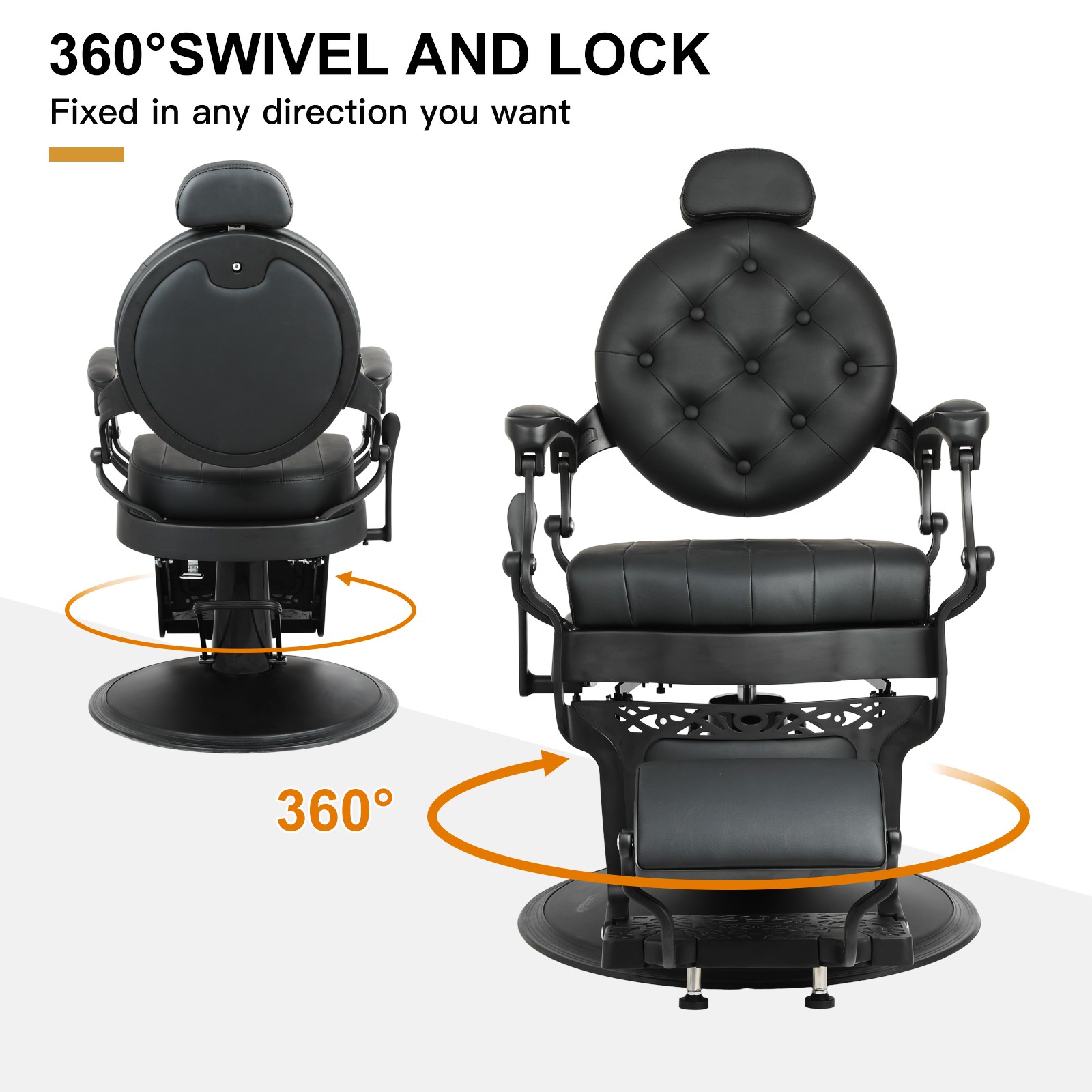 Black Vintage Recline Heavy Duty Barber Chair Hydraulic All Purpose Beauty Salon