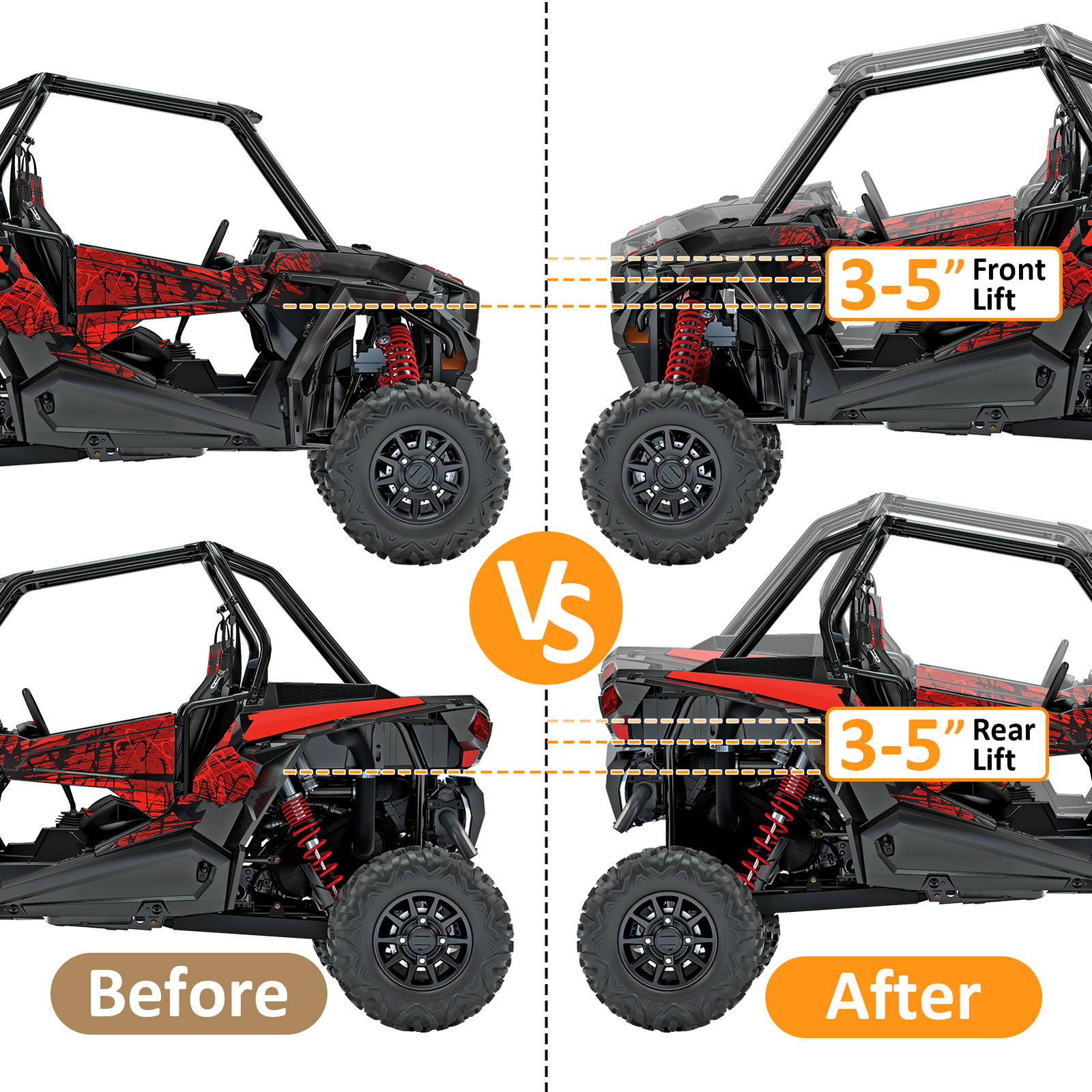 WEISEN 3"-5" Front & Rear Full Lift Kit For 2014-2023 Polaris RZR XP 1000/4 1000