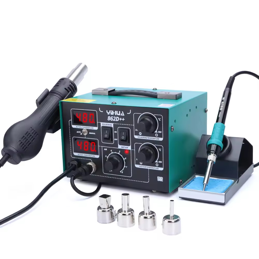YIHUA 862D++ 750W Hot Air Rework Station Soldering Iron Station Kit Digital  SMD