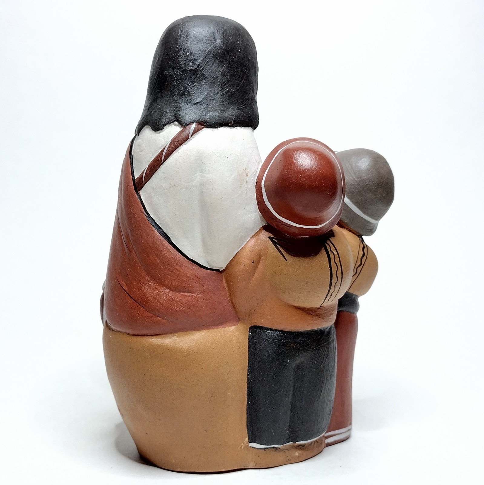 Vtg Peruvian Terracotta Storyteller Jesus w/Children 4" Clay Figurine Maurelio H