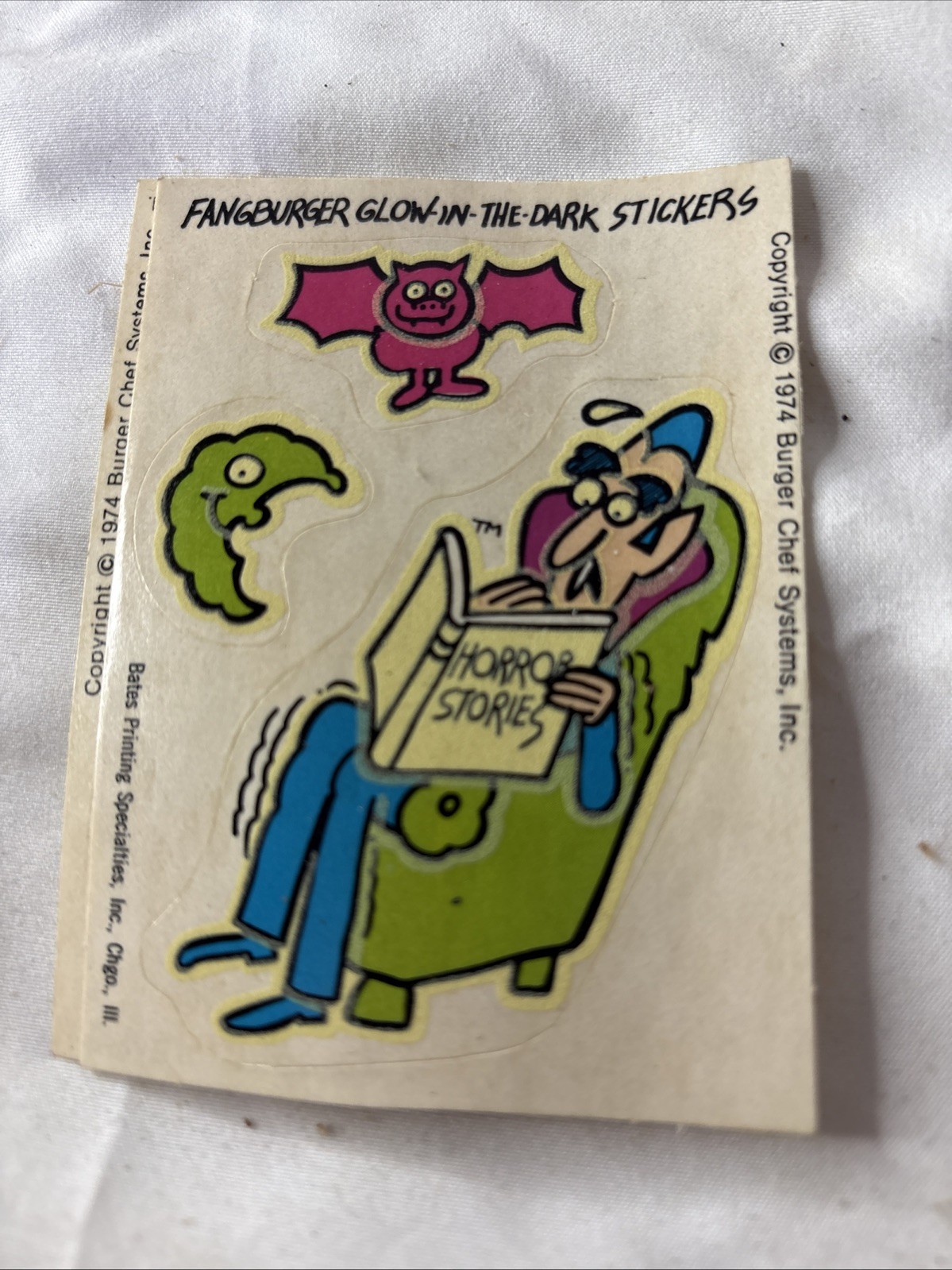 VTG Burger Chef Premium Fangburger Glow In The Dark Sticker 1974