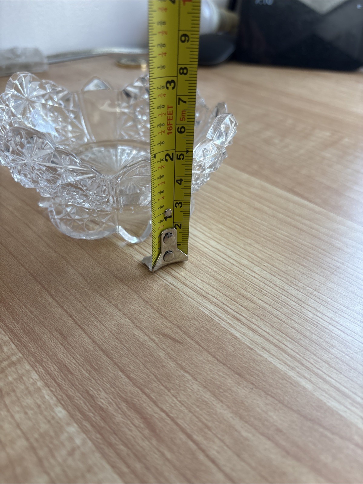 small glass crystal footed candy bowl