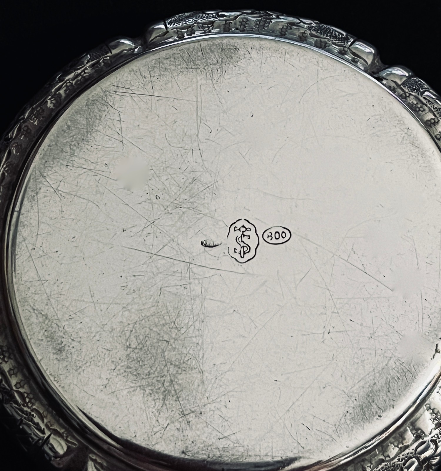 CONTINENTAL 800 SILVER COVERED ORNATE TRINKET BOX ROUND 3 1/2 " 4.55 OZ