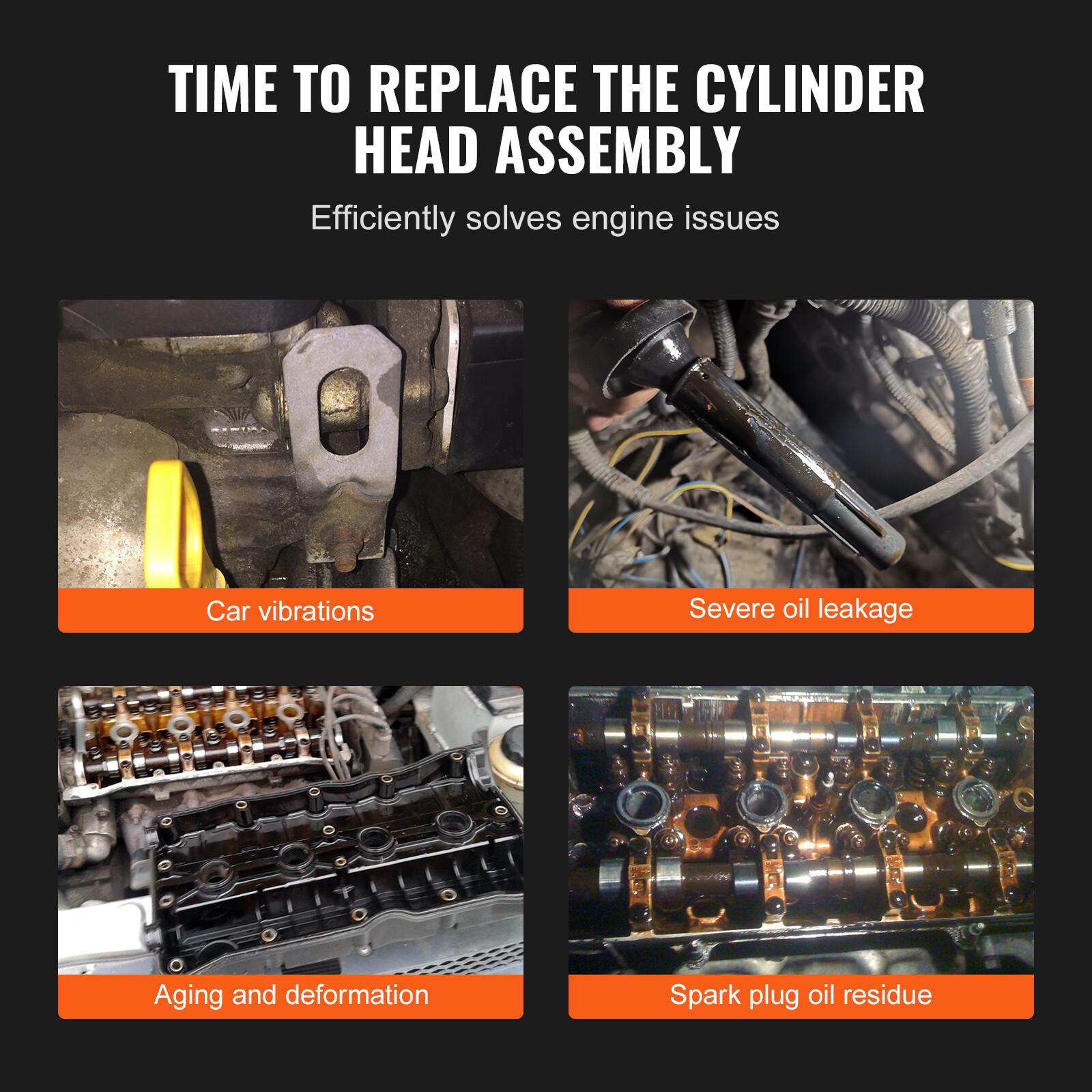 VEVOR Complete Aluminum Cylinder Heads FORD SBF GT40 289 302 351W Mustang 175cc