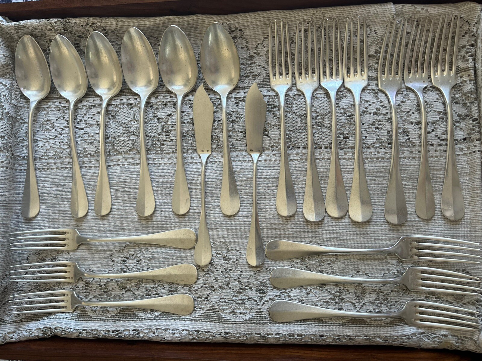 Antique Felix Freres 90/100/60 Silverplate Flatware Set of 22 Pc Toulouse France