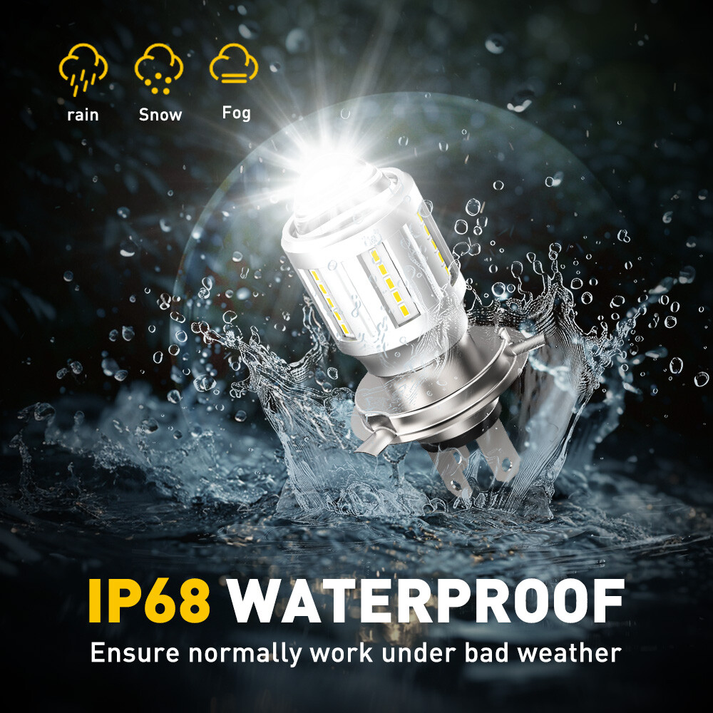 AUXITO Motorcycle H4 9003 LED Headlight High Low Beam 3000K 6500K Bulb Projector