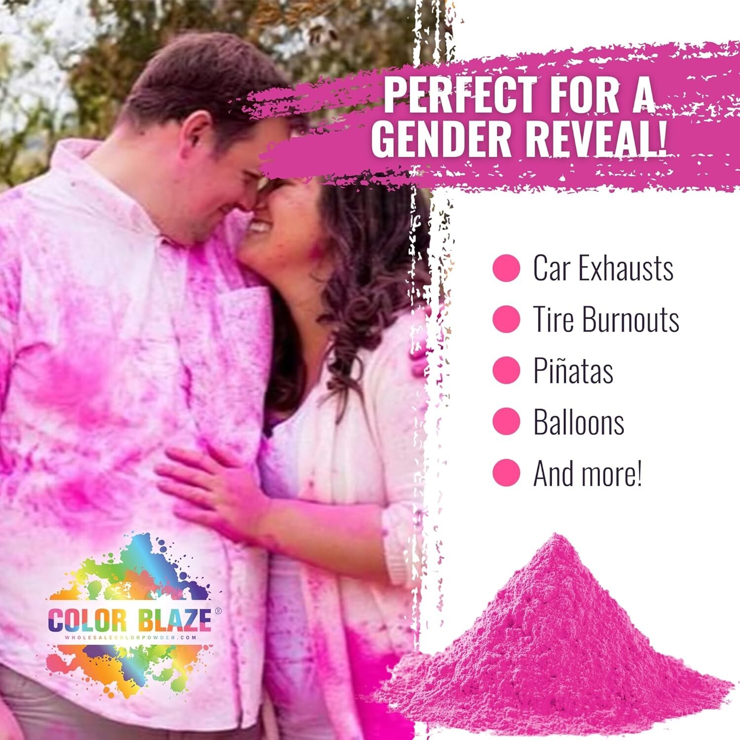 Color Blaze - 15lbs Pink Color Powder - Gender Reveal Baby Girl Color Run Holi