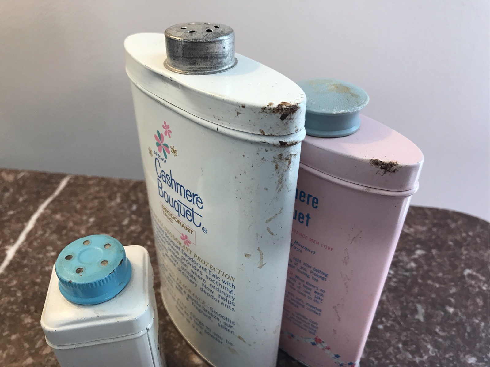 Vintage Talcum Powder Tin Lot X 3 Cashmere Bouquet Deoderant Talc