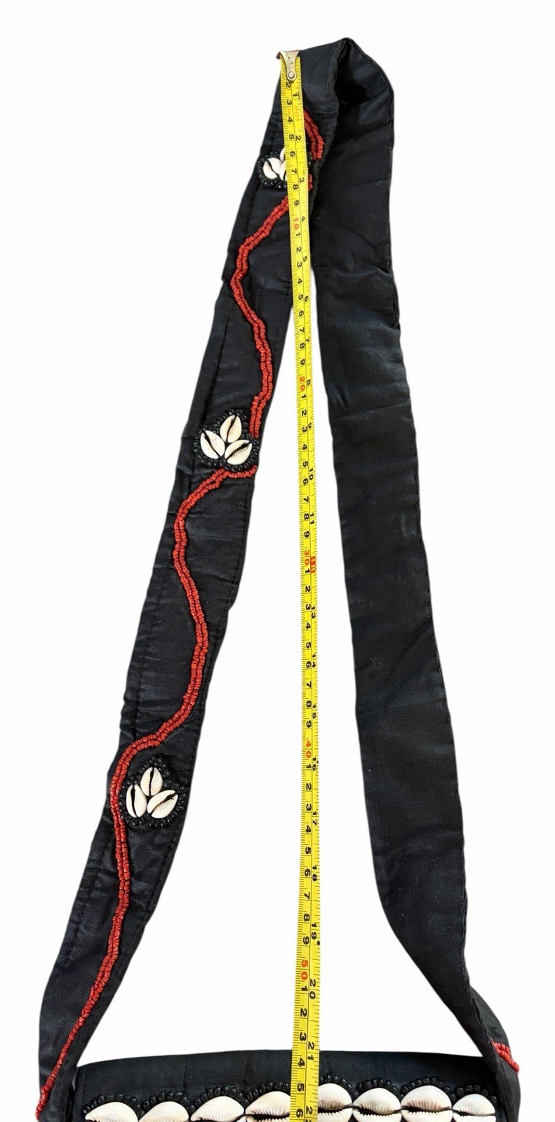 Tibetan Style Hand Beaded Seashell Coral Cross Body Bag Vintage VTG