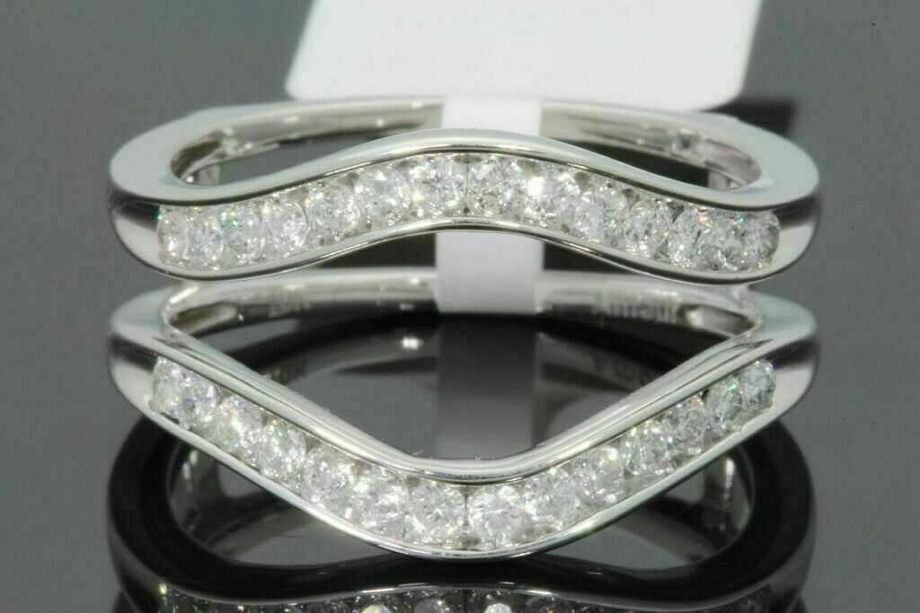 14k White Gold Plated 0.50 Ct Simulated Diamond Enhancer Ring Guard Wedding Band