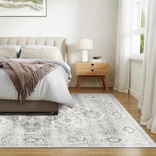 Washable 8x10 Area Rug - Large Soft Rugs for Living Room Vintage Stain