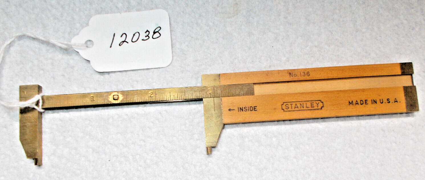STANLEY No. 136, Nice Vintage 0 - 3" Inside and Outside Pocket Caliper, USA