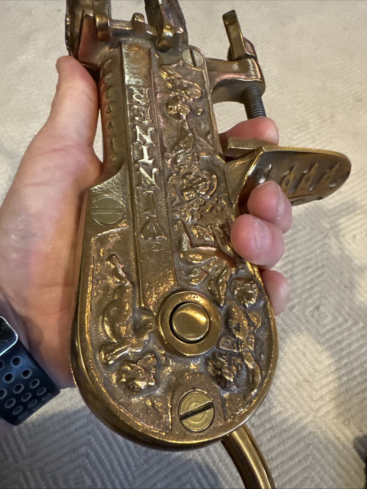 Antique French Bronze Vintner Wine Bottle Cork Corkscrew Cherubs EXCELLENT COND