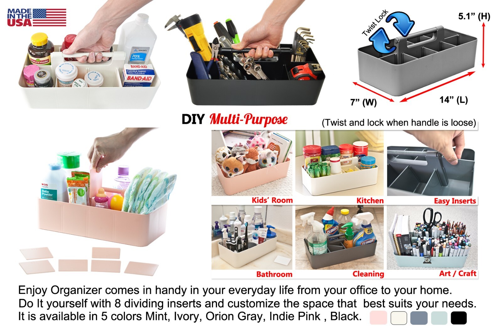 Enjoy Organizer - Plastic Storage Caddy Organizer | Multipurpose, Portable