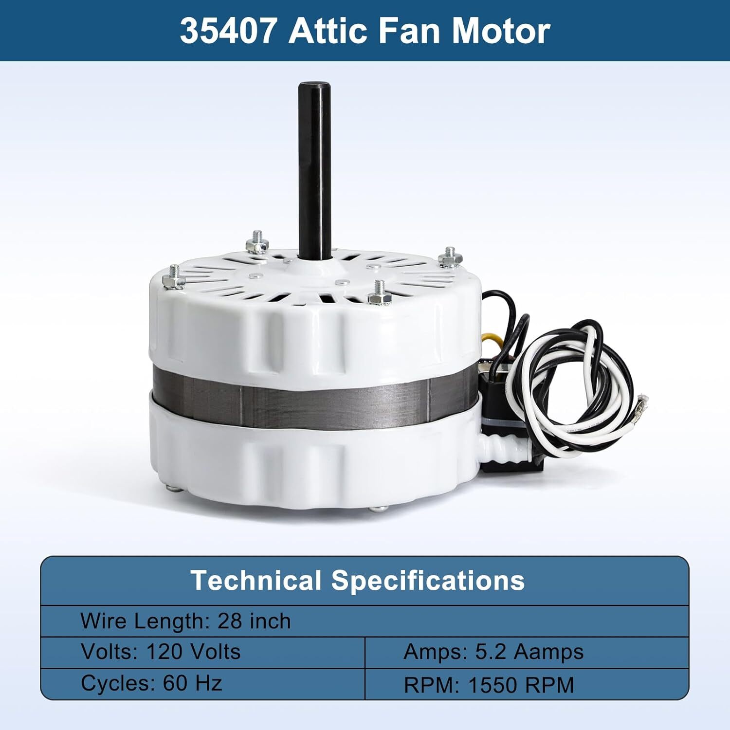 For Air Vent Attic Fan F0812B3146, F0816B4732, 35407 Power Vent Attic Fan Motor