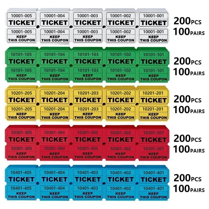 NEW NOAM 1000 Pcs Raffle Tickets Roll, 50/50 Raffle Tickets for Events, Fundr...